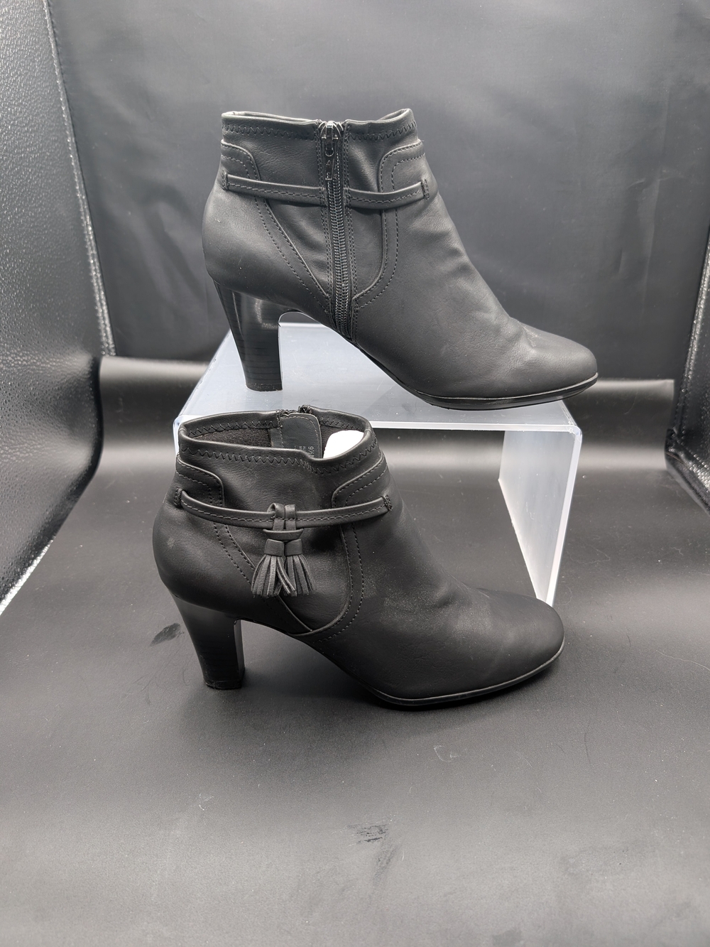 AEROSOLES Black Tassel Ankle Booties